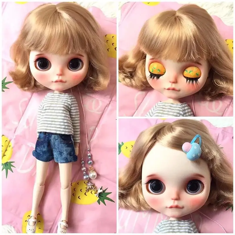 Blyth Doll Wavy Curly Hair wig for 1/6 Doll Scalp RBL Blonde hair Blyth Dolls Accessories DIY Scalp with wig BJD toy for Girl Blyth Doll Wavy Curly Hair wig for 1/6 Doll Scalp RBL Blonde hair Blyth Dolls Accessories DIY Scalp with wig BJD toy for Girl