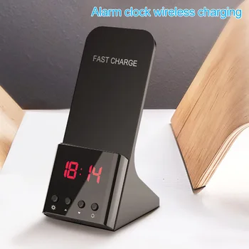 

Fast Wireless Charger with Alarm Clock Stand Charging for iPhone 8 X XS Max Mobile Phone JR Deals