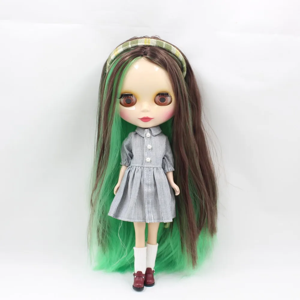 Ледяная Обнаженная фабрика Blyth кукла серии No.280BLGREEN/1290/0222 зеленая смесь коричневый и розовый красный прическа с челкой