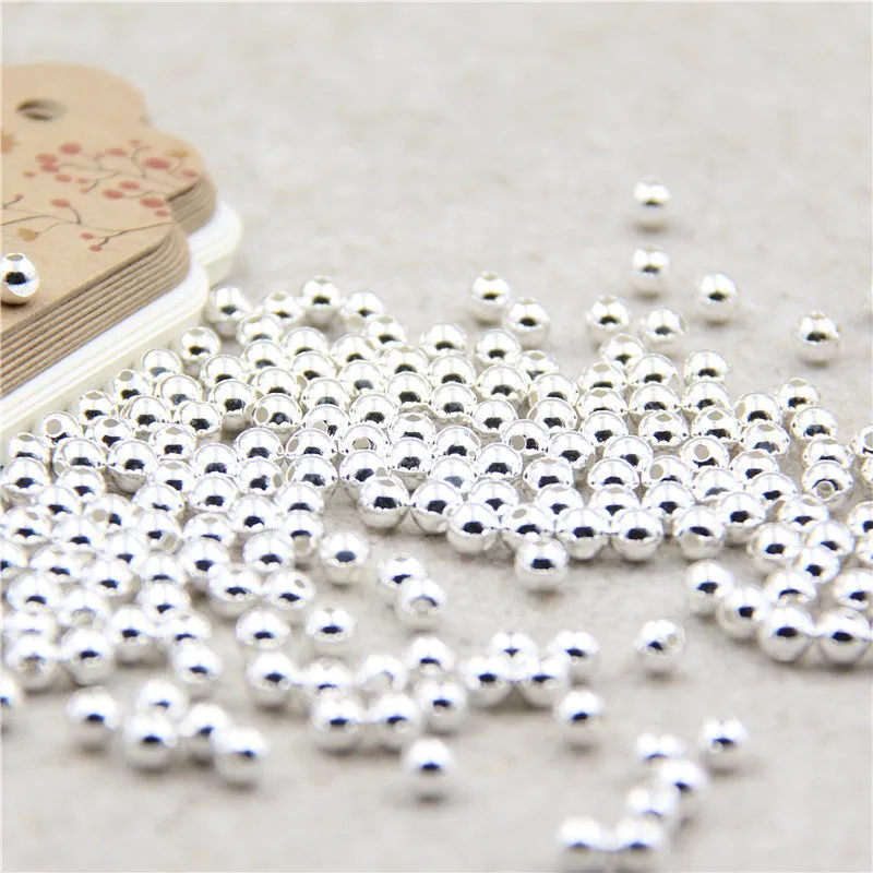 2-10MM 925 Sterling Silver Ball Spacer Bead Mostacilla For DIY Bracelet Needlework Jewelry Making Supplies Material Wholesale
