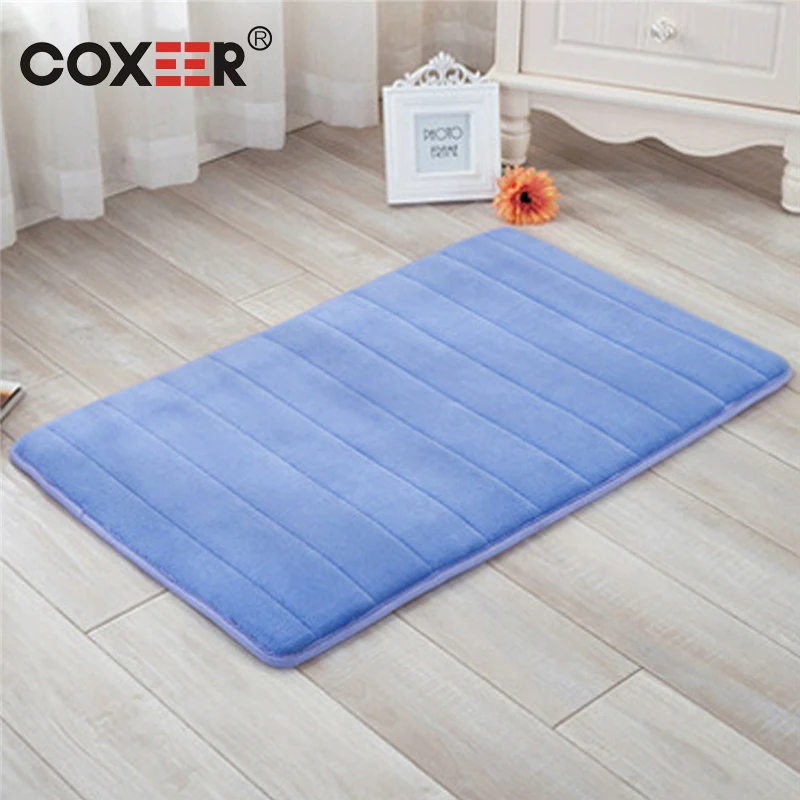 

coxeer Bathroom Rugs Ultra Soft Solid Color Carpet Memory Foam Anti-Slip Mat Living Room Absorbent Shower Rug Tapis Salon New