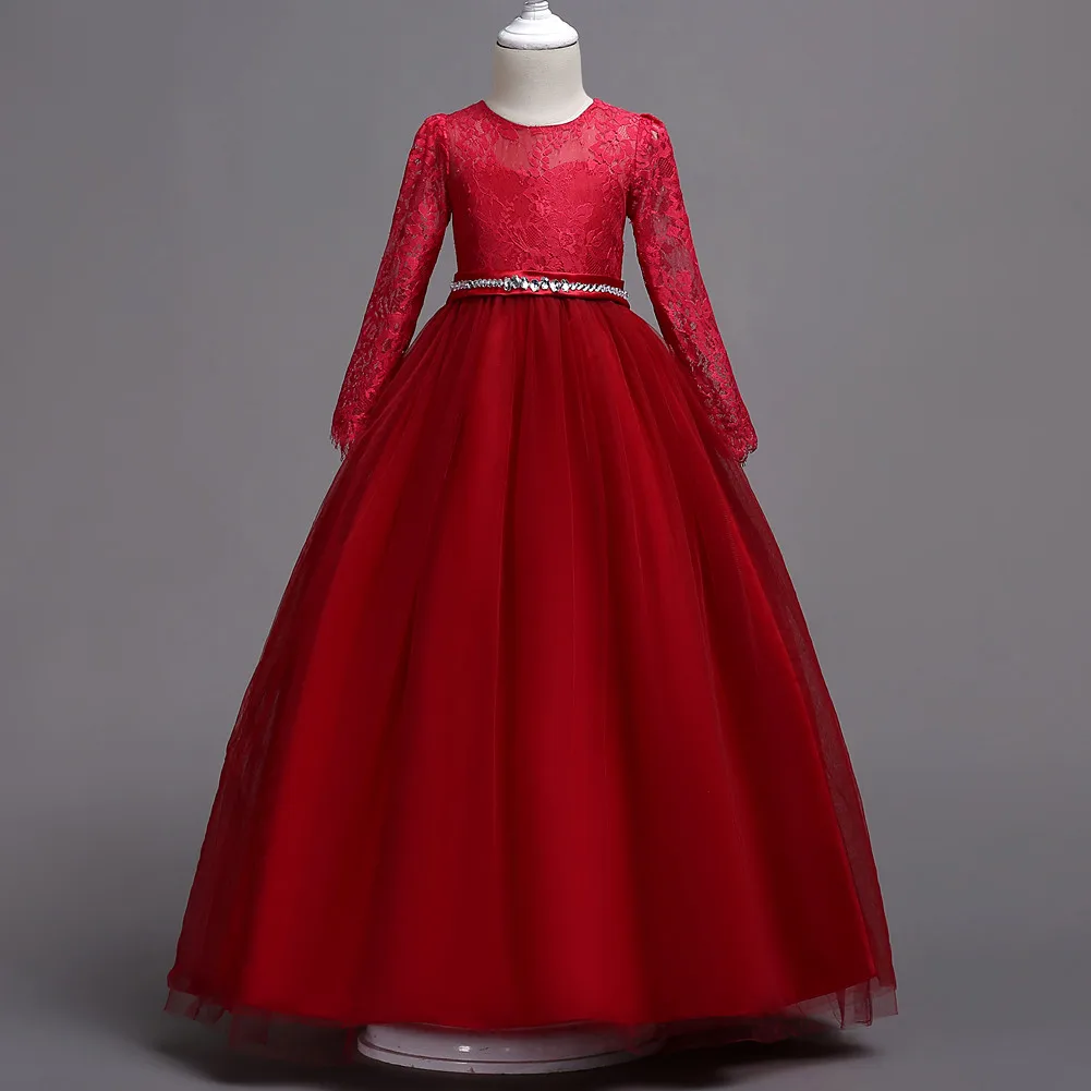 

2019 Kids Dresses For Girls New Fashion Girls Dress White Long Sleeves Lace Princess Children Baby Girl Dress Baby Girl Clothes