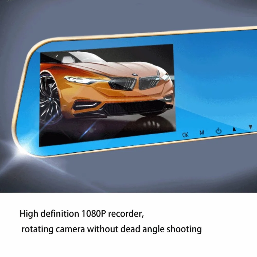 4,3 дюймовый экран Full HD 1080P Автомобильный видеорегистратор зеркало заднего вида с двойным объективом камера ночного видения видеорегистратор