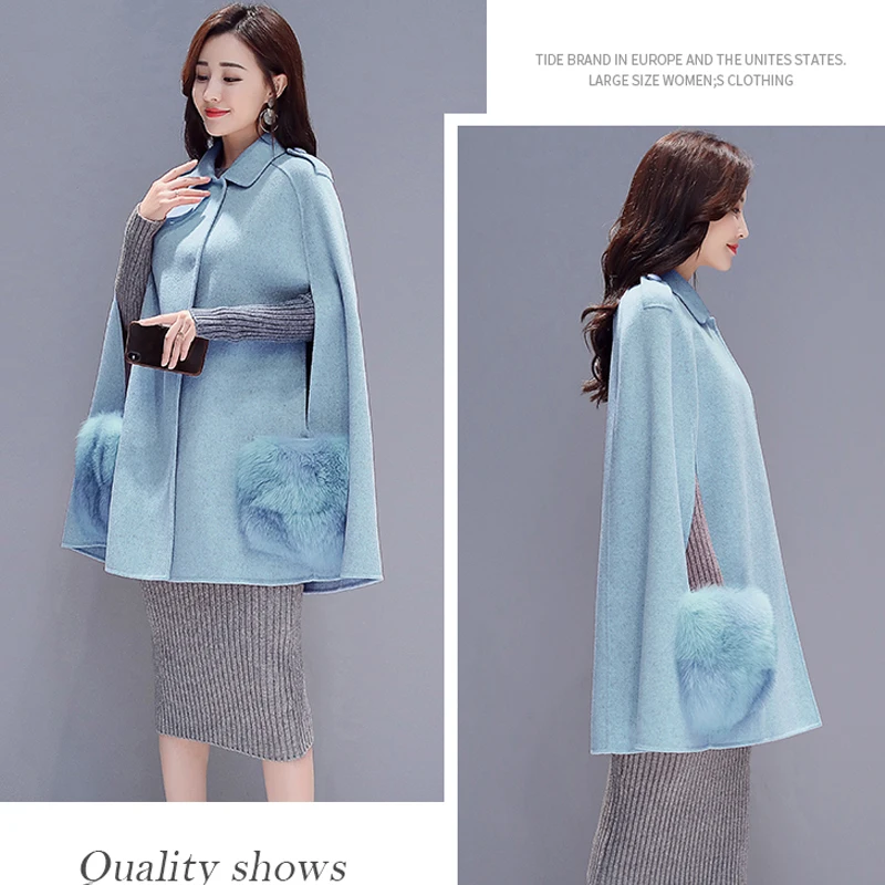 2018 New Autumn Mid Wool Cape Coat Women Korean Style A Line Cloak Coats Fashion Turn Down Collar Abrigos Mujer Elegante Pink 2018 New Autumn Mid Wool Cape Coat Women Korean Style A Line Cloak Coats Fashion Turn Down Collar Abrigos Mujer Elegante Pink