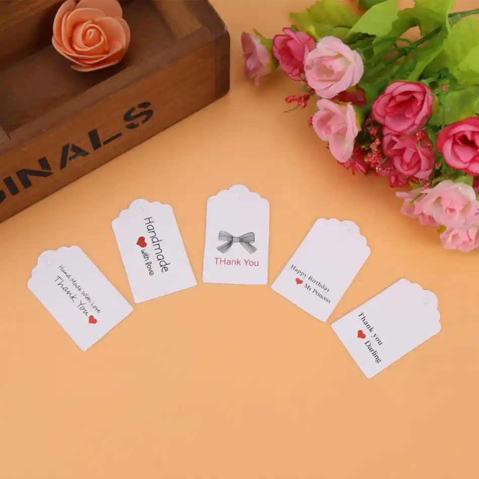 Packpapier 100pcs White Handmade Hang Label Wedding Favor Gift Tags Clothing Jewelry Price Tag #1