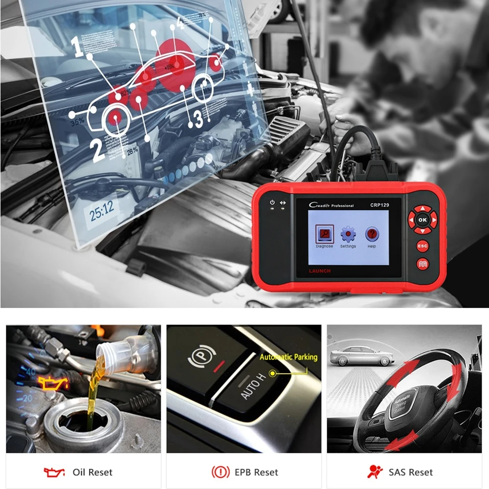 Launch CRP 129 OBD2 Читальный инструмент кодов X431 Creader CRP129 Авто сканер Инструменты OBDII