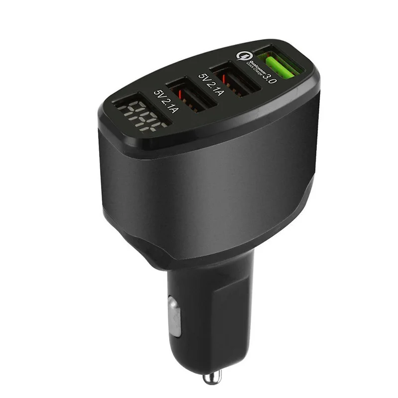 3 USB порта автомобильное зарядное устройство светодиодный дисплей QC 0 Быстрая