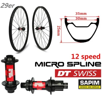 

High-end 355g 29er MTB Rim Mountain Bike Carbon Wheel Tubeless Ready XC Wheelset Hookless with DT Swiss 240 MTB 12 Speed Hub