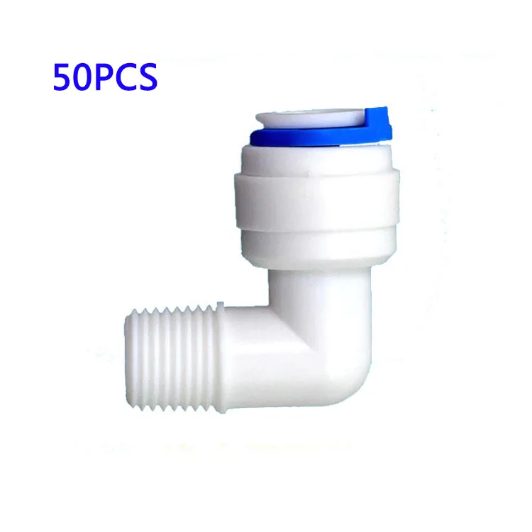 

50pcs 1/4" Hose 1/8" Male threaded Elbow Connection Quick Connect RO Water System pipe Connector Fittings joint
