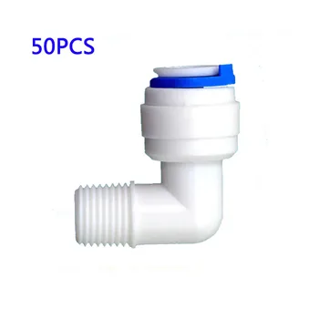 

50pcs 1/4" Hose 1/8" Male threaded Elbow Connection Quick Connect RO Water System pipe Connector Fittings joint