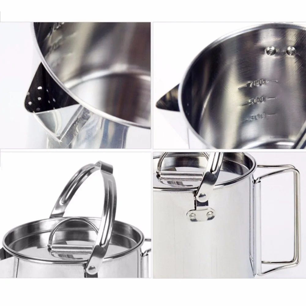 1.2L calderas de acero inoxidable al aire libre montañismo Camping hervir agua colgando olla con tapa vajilla