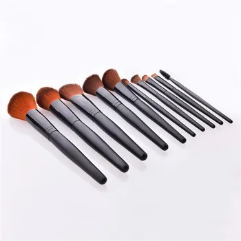 

10Pcs Makeup Brushes Set Black Wood Handle For Blush Foundation Concealer Eyeshadow Applicator Flame Micro Make up Brush T10171