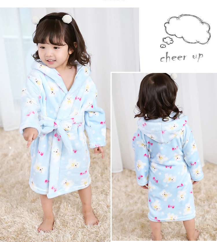 Cute Bear Robe For Baby Girls Cotton Children Pajamas Cartoon Sleepers Suit Blue Yellow Toddler Onesies Clothing 2 3 4 5 6 Age