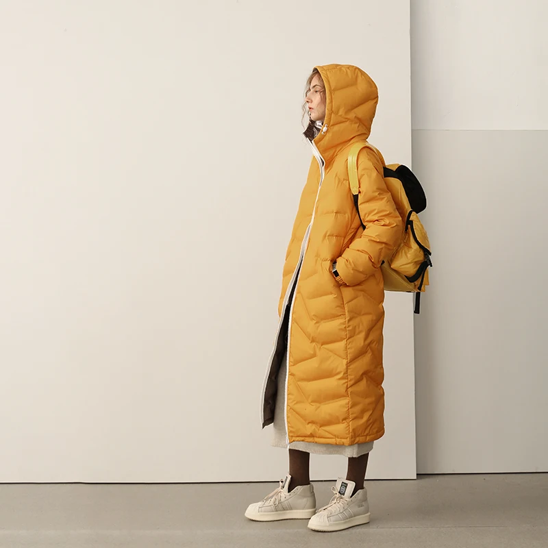 IRINAW159 2018 Winter Collection new arrival casual long simple reversible white duck down jacket coat women