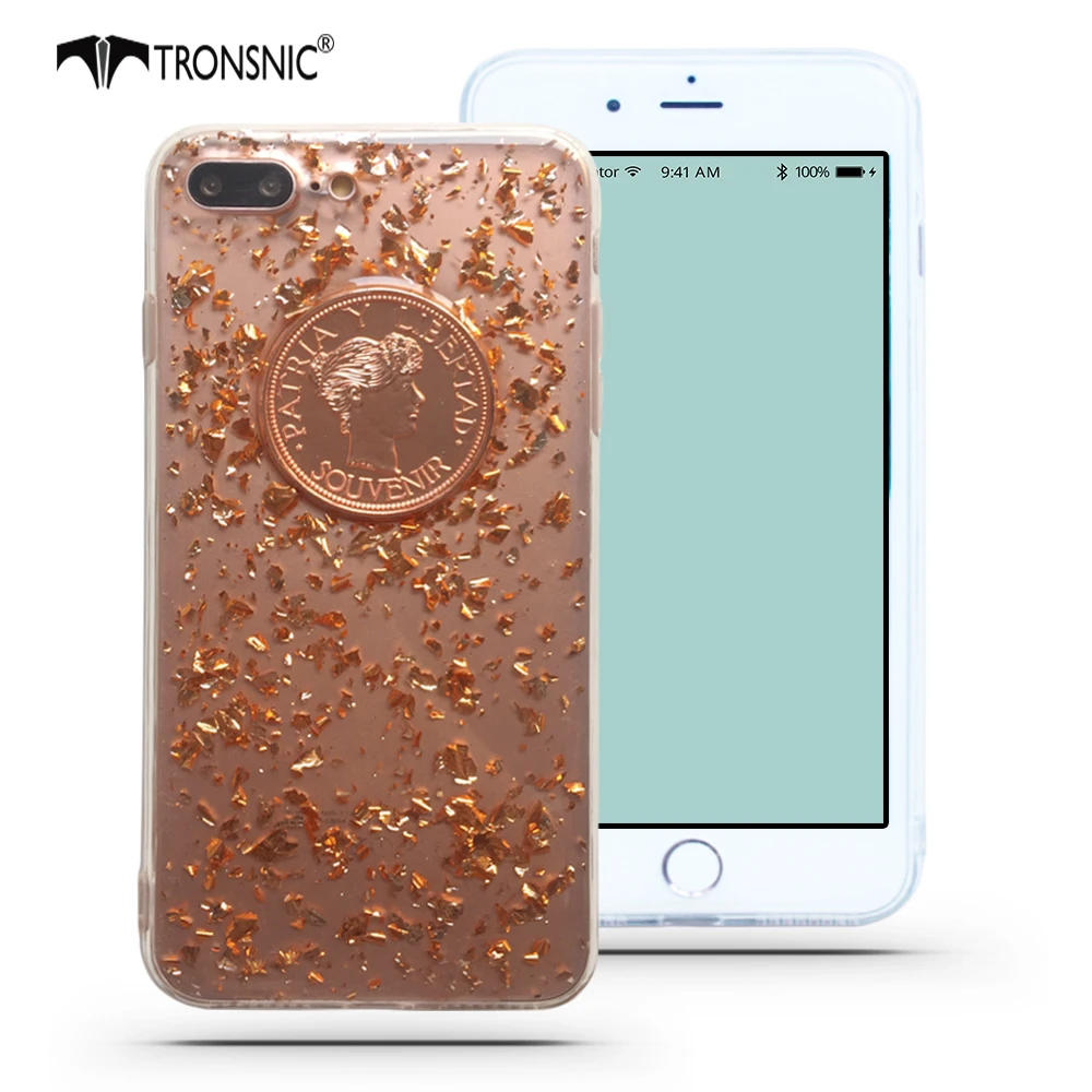 Блестящий телефонный чехол Tronsnic для iPhone 6 6s plus 7 8 из золотой фольги с монетами X