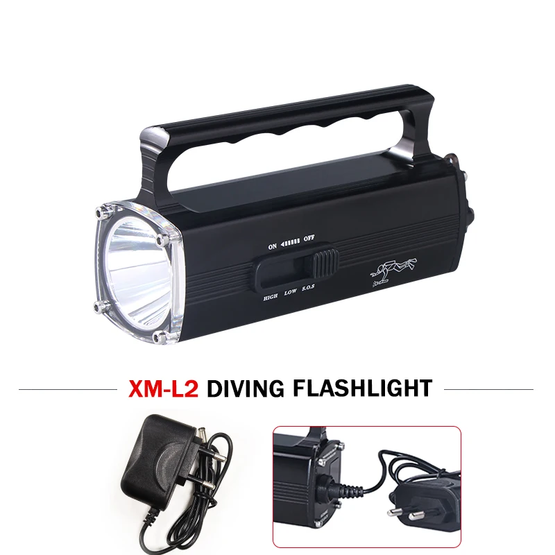 

professional diving flashlight LED underwater 100 M light scuba search waterproof torch 5400mAh rechargeable battery cree xm-l2