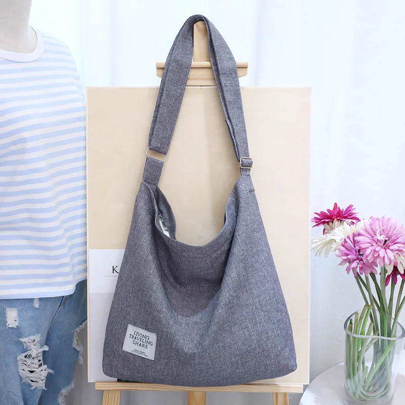 Женская Холщовая Сумка через плечо, сумка-мессенджер для девушек, сумка для путешествий, модная сумка для покупок - Цвет: B