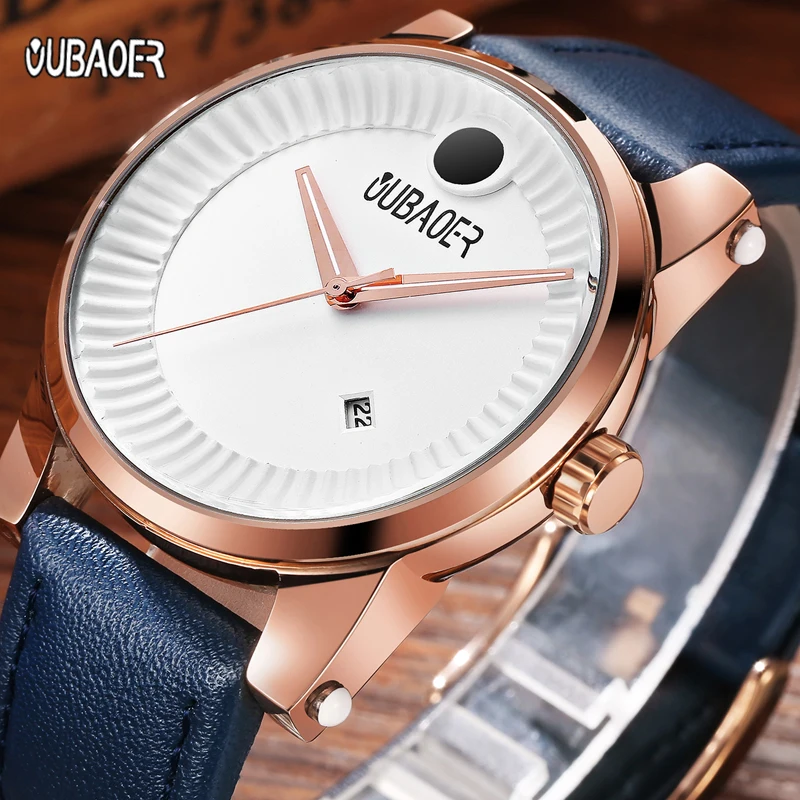 

OUBAOER Top Brand Luxury Quartz Watches Men Business Casual Leather Hodinky Clock Man Waterproof Wristwatches Zegarek Meski 2019