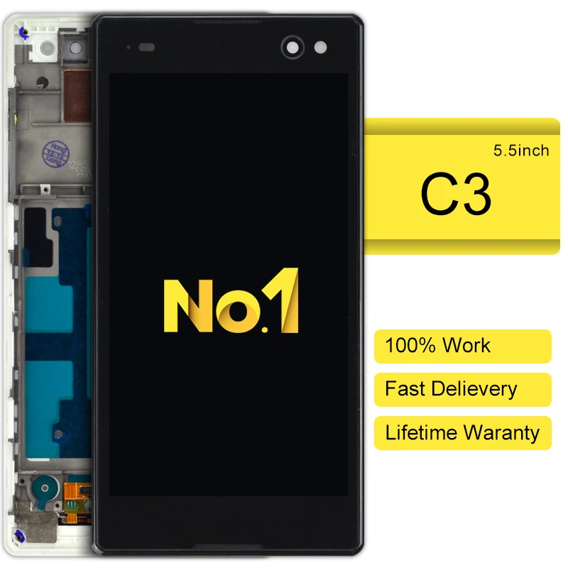 

2pcs alibaba china highscreen clone Lcd Assebly For Sony For Xperia C3 Display With Digitizer Touch Assembly Replacement