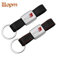 1pcs Auto Car Sticker Black Red Line Leather Sport SLine for Audi 3 A4 A5 A6 A8 TT RS Q5 Q7 S Line Keychain Keyring Keyfob