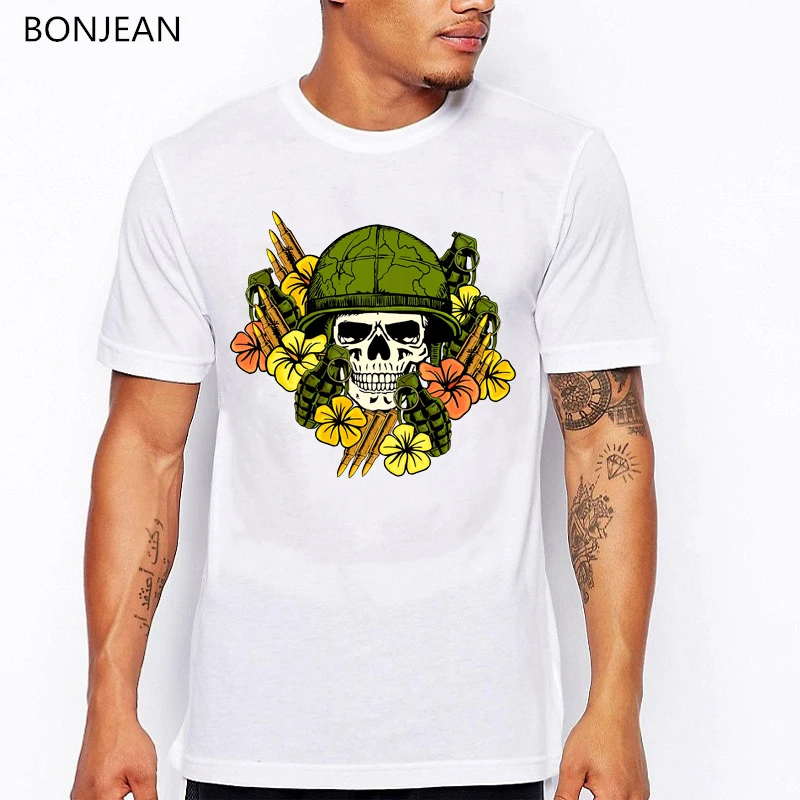 

Skull and flowers printed t shirt men funny vogue tshirt men harajuku kawaii clothes tumblr tops tee shirt homme t-shirt men