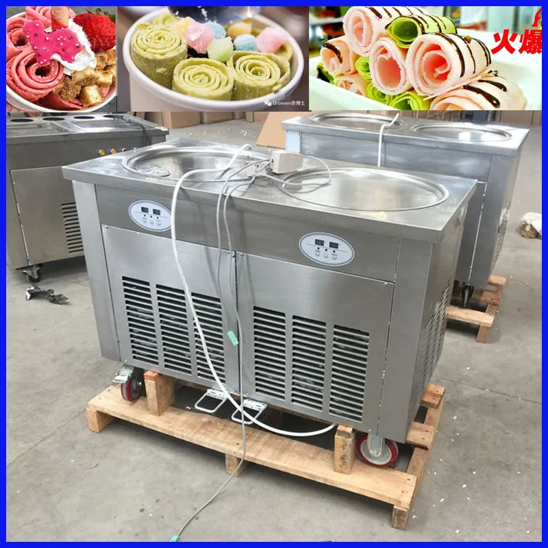 Double round pan 450mm fry fried ice cream machine philippines thailand