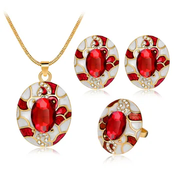 

Liffly Fashion Retro Round Necklace Ring Earrings Female Jewelry Sets Charm Luxury Brand Jewelry Travel Anniversary Jewelry Sets