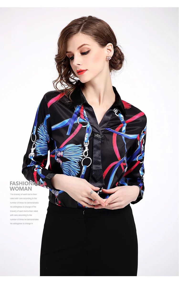 Fashion Autumn Shirts Women Chiffon Blouses 2018 New Luxury Print OL Female Tops Retro Vintage Work Wear Fashion Autumn Shirts Women Chiffon Blouses 2018 New Luxury Print OL Female Tops Retro Vintage Work Wear
