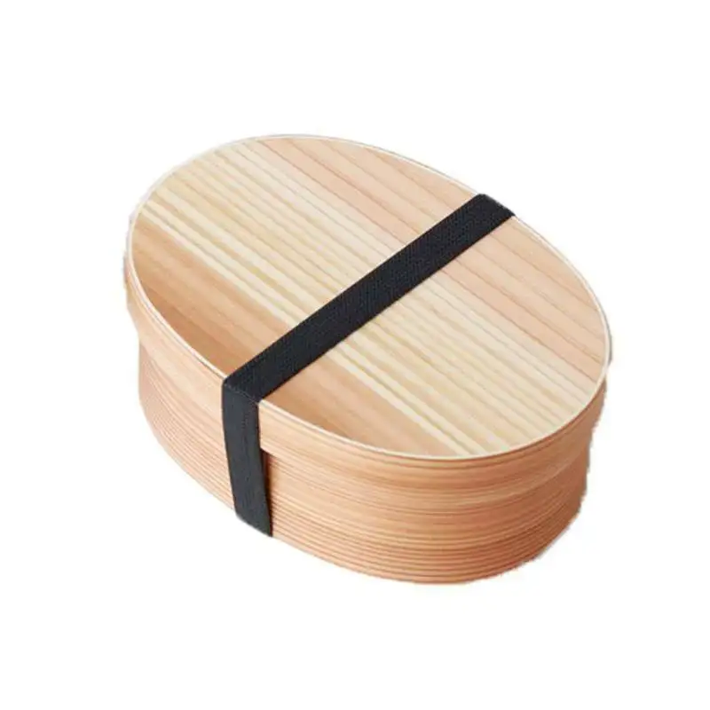 Японский стиль деревянный Bento Box Microwavable контейнер для еды бамбуковый Ланч-бокс сумка для суши для детей Bento box - Цвет: Серебристый