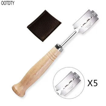 

Specialty Bread Arc Curved Knife Wood Handle 5Pcs Replacement Blades Western Baguette Cutting French Toast Bagel Cutter