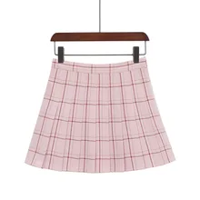 Высокая талия женские плиссированные клетчатые Лолита трапециевидные юбки для девочек Harajuku Kawaii джинсовые юбки мини Японская школьная юбка униформа