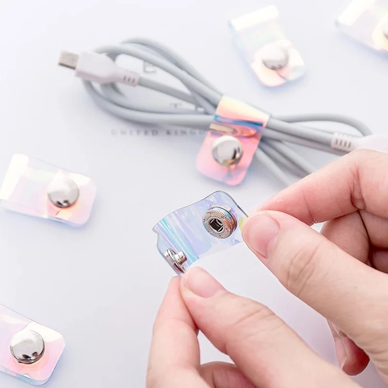 5 Pcs/lot Travel Accessories Laser Transparent Cable Winder Earphone Protector USB Phone Holder Accessory Packe Organizers cable winder,travel gadget organizer