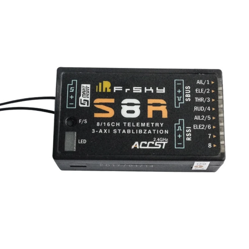 

Frsky S8R 16CH 3-Axis Stablibzation RSSI PWM Output Telemetry Receiver With Smart Port