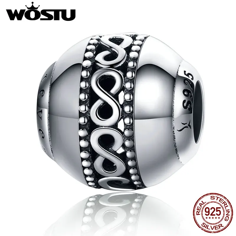 WOSTU Hot Sale 925 Sterling Silver Forever & Infinite Love Beads Fit Original WST Charm Bracelet DIY Jewelry Gift FIC175