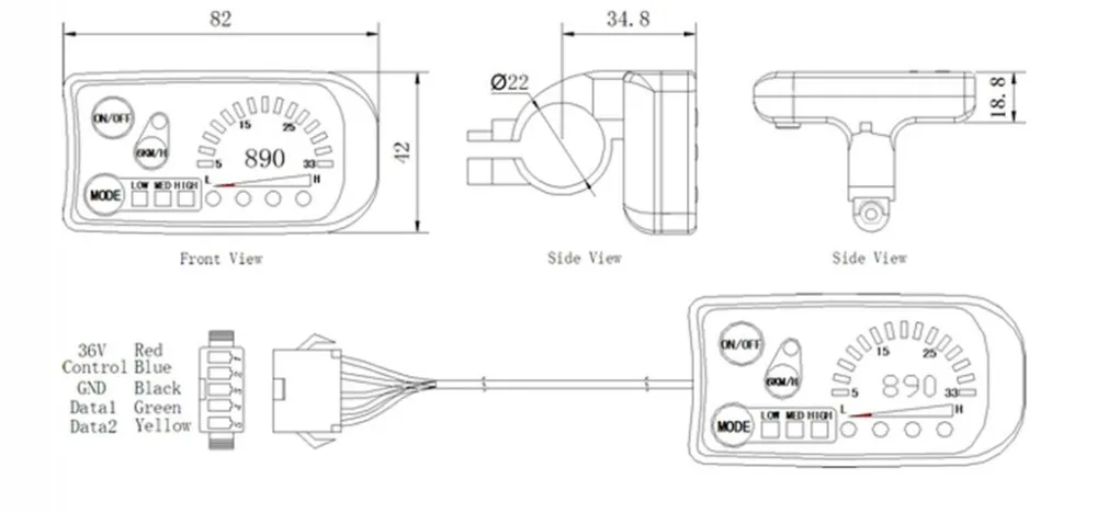 Е-байка 36В светодиодный Дисплей для электрического велосипеда, фара для электровелосипеда в Conversion Kit Скорость& Батарея экрана