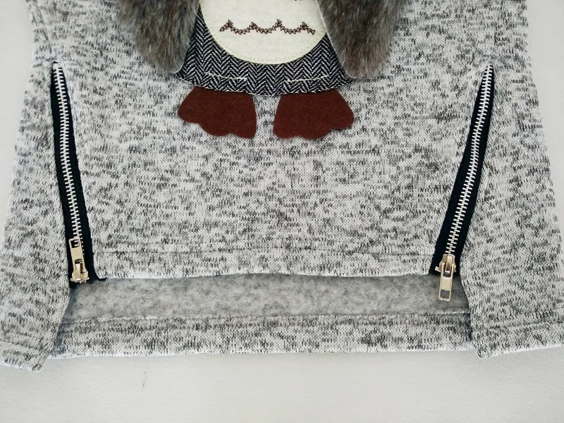 Новые Модные осенние свитера для девочек детские свитера на молнии с флисовой подкладкой Повседневный хлопковый свитер с милой совой для девочек 6, 8, 10, 12 лет