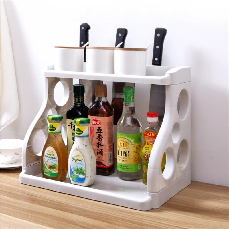 

2-Layer Plastic Storage Holders Detachable Multifunction Kitchen Knife Racks Desktop Cosmetics Corner Receiving Decoration Shelf
