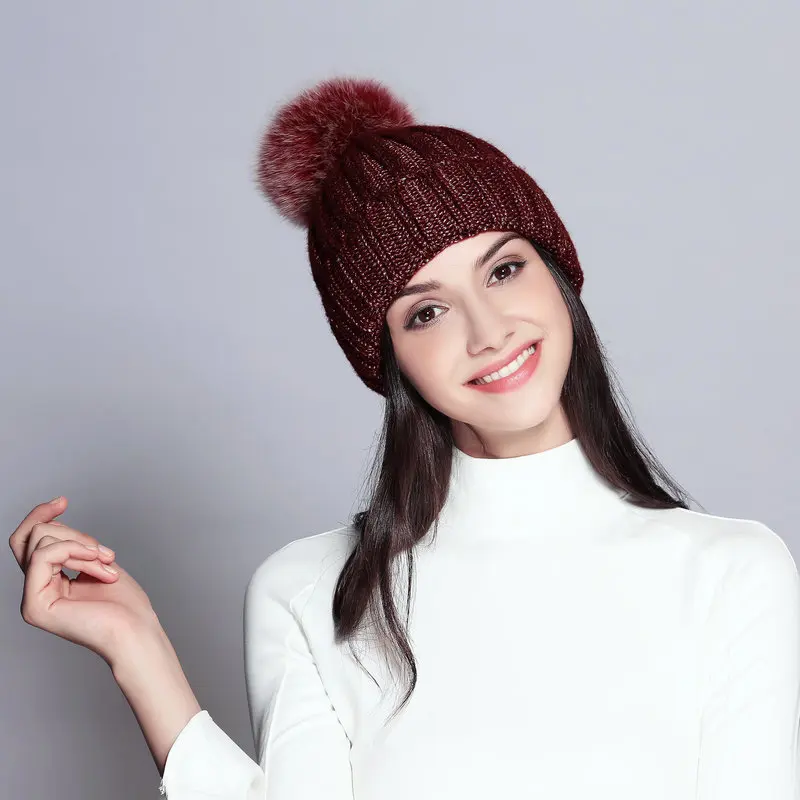 Повседневная Кепка с помпоном gorros Толстая однотонная Лыжная Женская кепка