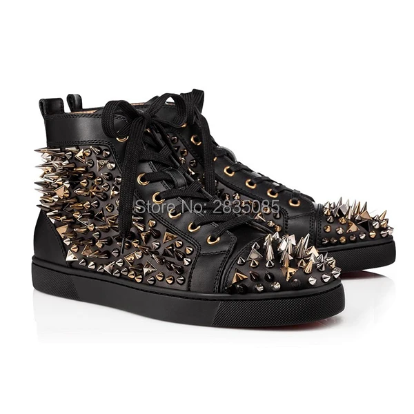 Top Más Negro Lttl Goma Blanco Remache Fuerte Oro High Up Casual Tamaño As Pic Claveteado Hombre Botas Tachonado Para Zapatillas as Flats Lace Pic qqZxvAcU