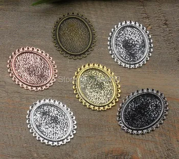 

18*25mm Vintage Oval Bezel Flower Bu Yao Hairsticks Connectors Wraps Links Blank Charms DIY Findings Multi-color Plated Brass