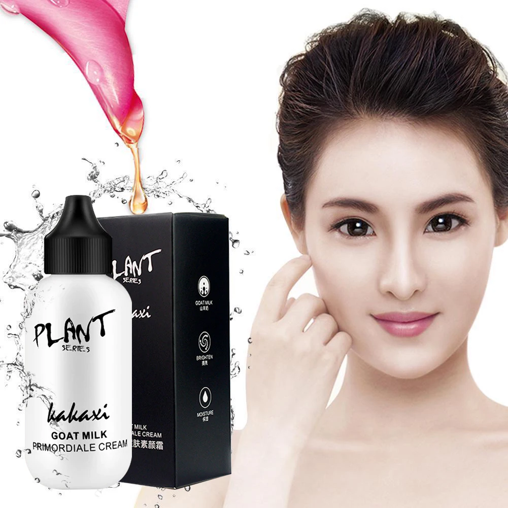 

Lazy Face Liquid Foundation Cream Goat Milk Revitalizing Skincare Pro Makeup Base Full Coverage Waterproof Brighten Pores TSLM1