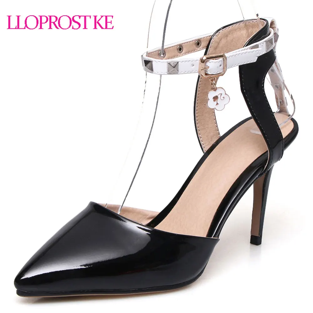 

Lloprost ke Brand Shoes Woman Thin High Heels Pointed Toe Sexy Rivet Pumps Shoes Woman Summer Party Shoes Size 32-47 MY432