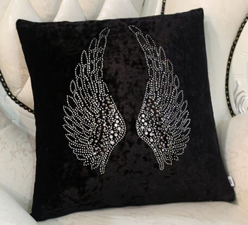 

#995 Luxury fabric sofa cushion pillow without filling hot drilling angel wing parties pillowcase home Dec no filling