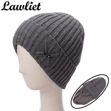 Lawliet Вязаная мужская зимняя шапка Skullies шапки однотонные ребристые шерстяные, мешковатые шапки мягкие теплые флисовые мужские головные уборы Лыжные шапки A471
