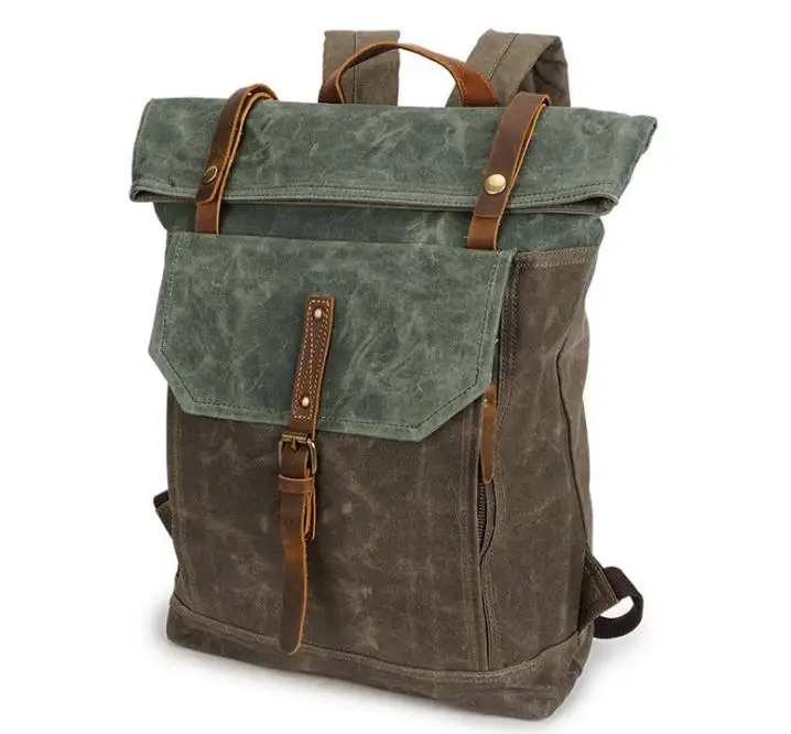

Backpack, crazy horse leather bag, vintage travel canvas bag, waterproof backpack pinepoxp bag