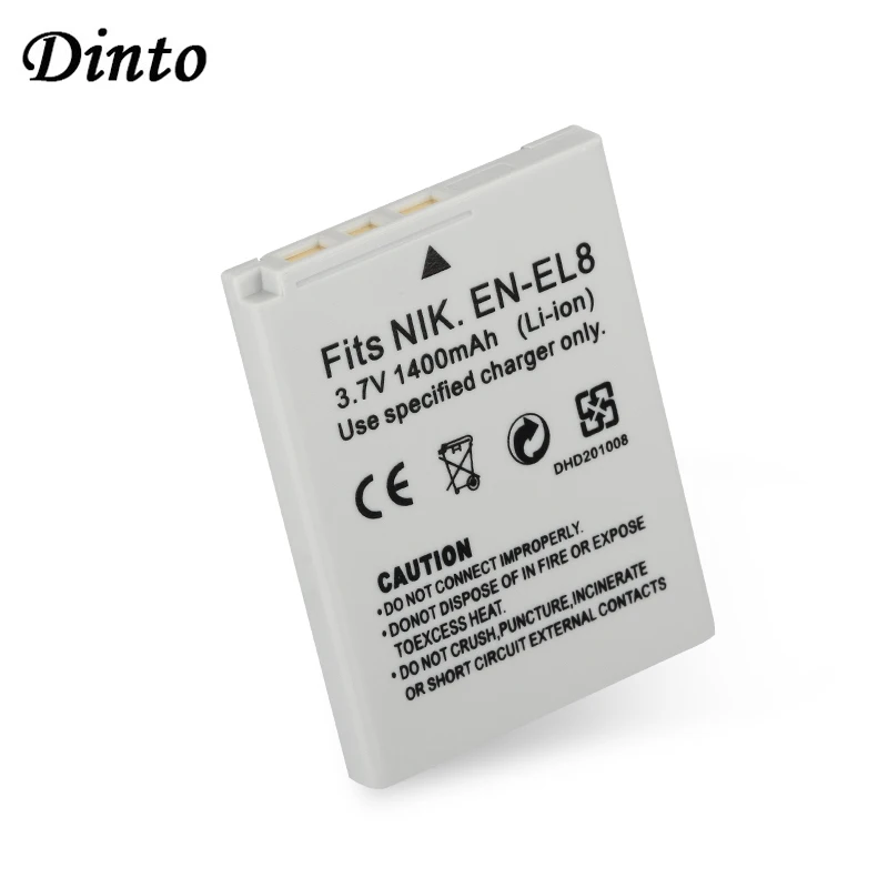 Dinto 1 шт. 1400 мАч 3 7 V EN-EL8 ENEL8 RU EL8 Камера Батарея пакет для Nikon Coolpix P1 P2 S1 S2 S3 S5 S6 S7 S7C S8 S9 |