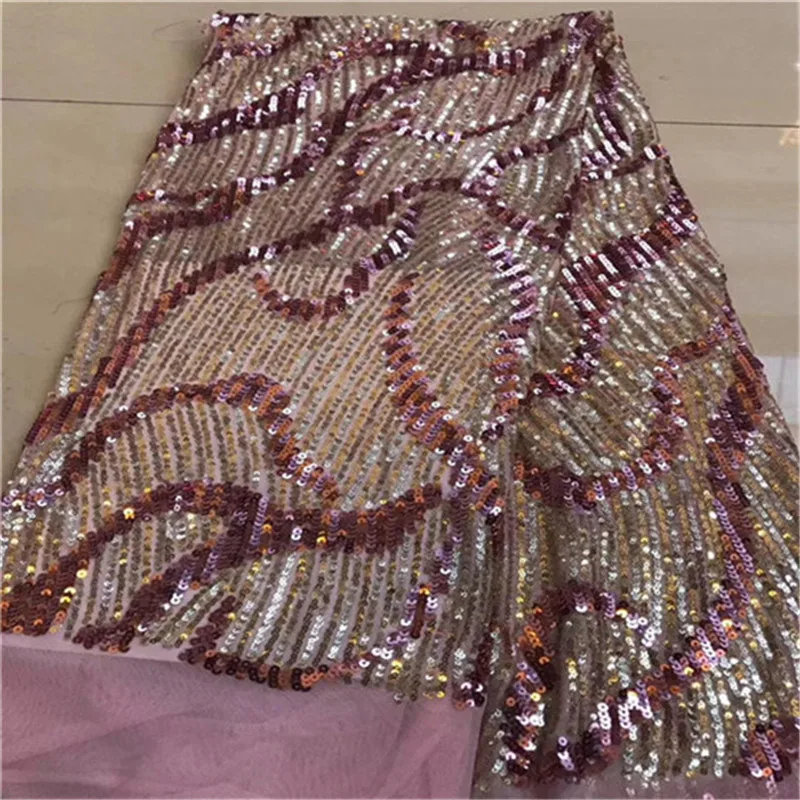

African Sequins Lace Fabric 2019 Embroidered Nigerian Net Laces Fabric Bridal High Quality French Tulle Lace Fabric 5yards