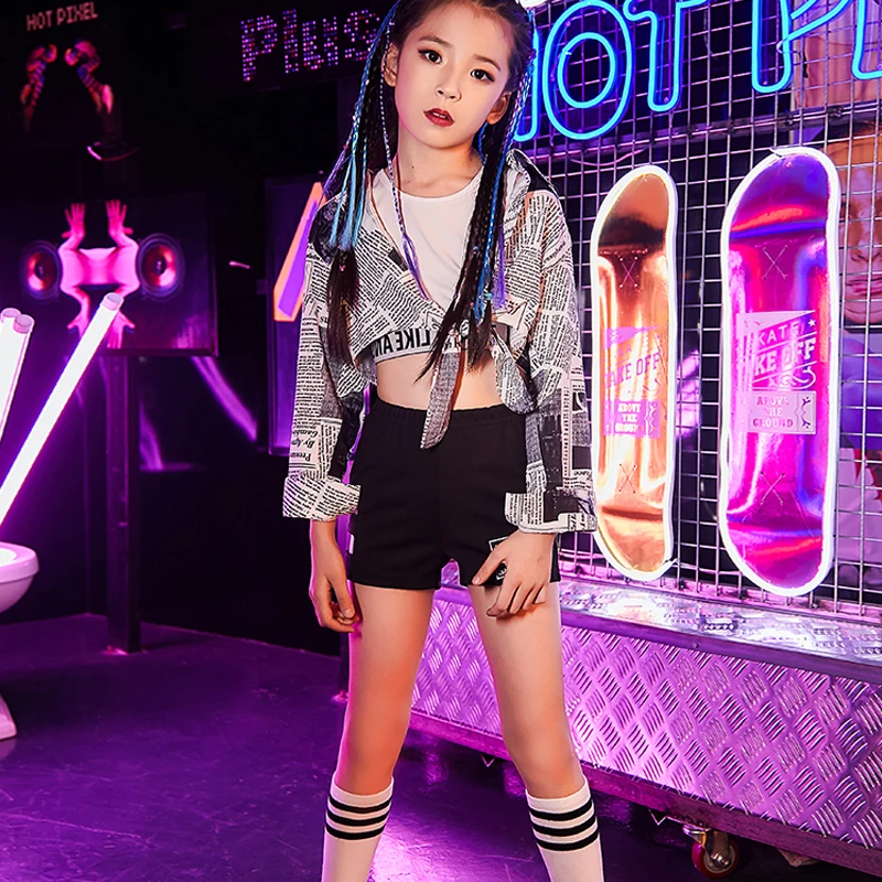 

Children'S Street Jazz Dance Costume Girls Hip Hop Practice Clothes Kids Stage Performances Hip-Hop Dance Costumes Tide DL3788
