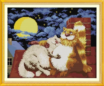 

Joy Sunday Art Cat lovers Animals Design 14CT Counted Cloth 11CT Printed Crafts DIY Cross Stitch Needlework Hand Embroidery Set