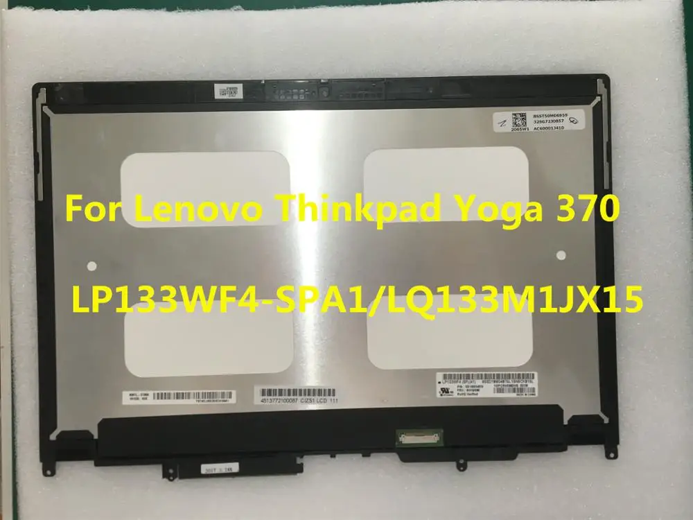 

13.3" Touch Screen Digitizer FHD LCD Assembly+Frame LP133WF4-SPA1/LQ133M1JX15 For Lenovo Thinkpad Yoga 370 20JH 20JJ 01HY320